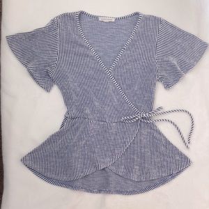 Striped Peplum Wrap Top